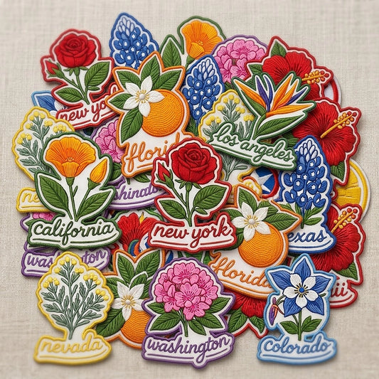 Colorful American State Flower Embroidered Patch Collection
