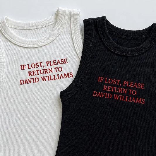 White Custom Embroidered Return To Sender Tank Top