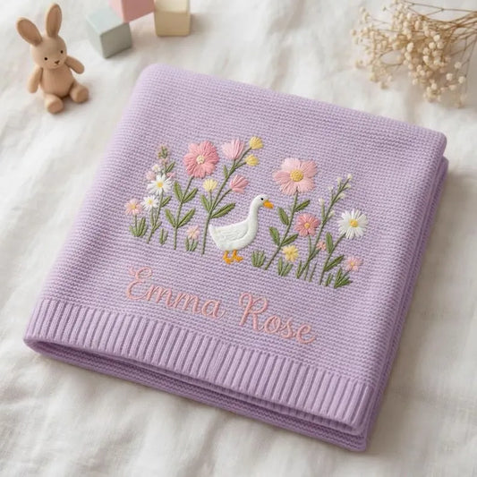 Folded Purple Personalized Baby Blanket