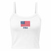 White USA Embroidered Tank Top Front View