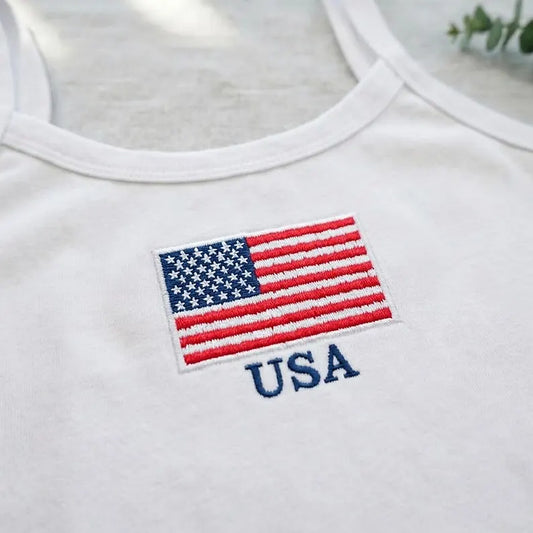 Close Up USA Flag Embroidery Detail
