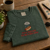 Moss Green Bad Day Hot Dog Shirt Beside Coffee