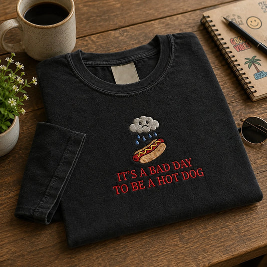 Black Embroidered Graphic Tee Styled With Casual Desk Accessories