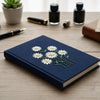 Navy Handmade Notebook With Delicate White Daisy Embroidery