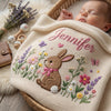 Custom bunny baby blanket with Jennifer name embroidery