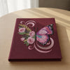 Maroon Artisan Notebook Featuring Pink Butterfly And Floral Embroidery
