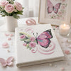 Beige Butterfly Bloom Notebook Surrounded By Pink Decorative Accents