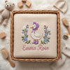 Personalized duck lovey blanket displayed in wicker basket