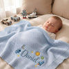 Sleeping Baby Covered With Blue Personalized Cosmic Blanket