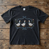 Black Acid Wash Shirt Featuring Three Bowed Geese