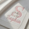 Personalized Bunny Monogram Knit Baby Blanket Closeup