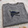 Grey Acid Wash Shirt Featuring Custom Varsity Flag Embroidery