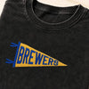 Close Up Brewers Pennant Embroidery On Mineral Wash Shirt