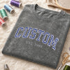 Grey Custom Tee With Gingham Lettering And Established Year