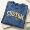 Folded Personalized Varsity Embroidered Stone Wash Shirt