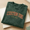 Folded Custom University Embroidered Mineral Wash Tee