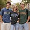 Friends Wearing Custom Embroidered Mineral Wash T-Shirts