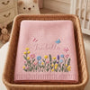 Pink Embroidered Name Blanket In Basket
