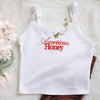 White Custom Embroidered American Honey Tank Top