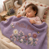 Purple Millie Rose Floral Blanket With Sleeping Baby