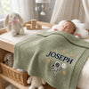 Mung Bean Blanket With Navy Name And Astronaut Embroidery