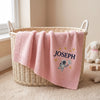 Pink Knitted Baby Blanket With Astronaut And Star Design