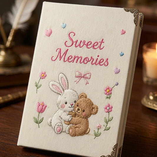 Beige Bunny Bear Keepsake Notebook In Warm Writing Nook