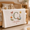 Cream Custom Newborn Blanket With Floral Initial A And Name