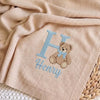 Beige Embroidered Baby Blanket Close Up