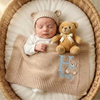 Beige Personalized Baby Blanket With Sleeping Baby