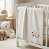 Strawberry Baby Blanket Styled In Nursery Crib