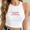 Woman Wearing Return To Sender Croptop Tank Top