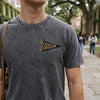 Custom University Pennant Embroidery On Vintage Washed Tee