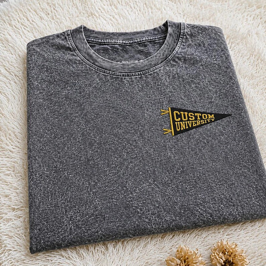 Custom University Embroidered Mineral Wash T-Shirt