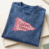 Custom Name Gingham Pennant Embroidered Stone Wash Shirt