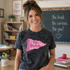 Woman Wearing Personalized Embroidered Gingham Pennant Shirt