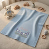 Light Blue Embroidered Baby Blanket Flat Lay