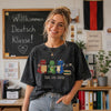 Teacher Wearing Cute Dragon Embroidered Tee