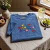Blue Acid Wash Vitamin Shirt With Colorful Fruit Design