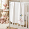 White Anna Blanket With Balloon Goose Embroidery On Crib