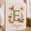 Custom Linen Photo Album With Embroidered Letter E For Eleanor