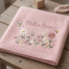 Pink Floral Baby Blanket Flat Lay