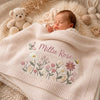 Baby Sleeping With Personalized Flower Blanket
