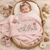 Personalized Flower Baby Blanket On Moses Basket