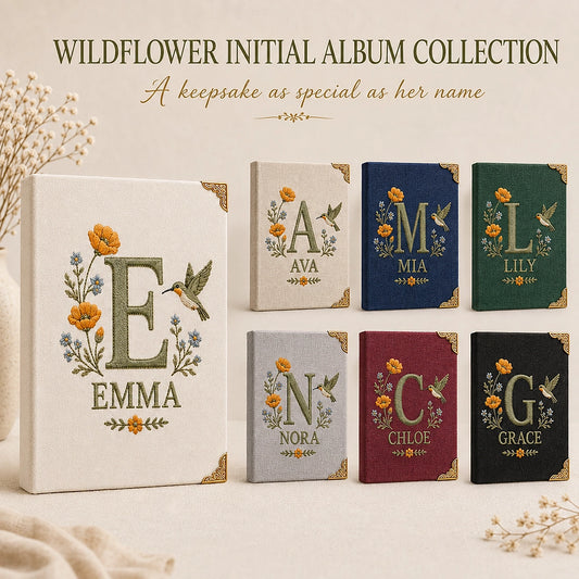 Embroidered Wildflower Photo Album Collection Displayed In Six Cover Colors