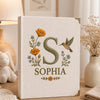 Beige Photo Album Embroidered With Wildflowers Letter S Sophia