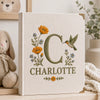 Custom Beige Photo Album Embroidered With Wildflowers Letter C Charlotte