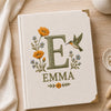 Beige Fabric Photo Album Embroidered With Wildflowers Hummingbird Emma