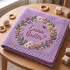 Purple Knit Blanket With Custom Embroidery And Bee Detail