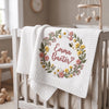 White Knit Blanket With Colorful Wreath And Name Emma
